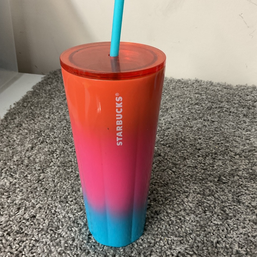 Starbucks Orange and Blue Ombre Tumbler